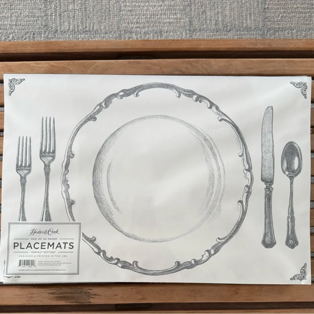 Hester & Cook “Perfect‎ Setting” Paper Placemat 30 Sheet Pad Party Pack. New